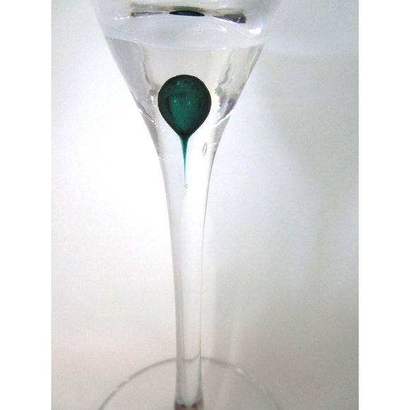 Orrefors Intermezzo Green Teardrop Stem Tall Goblet Wine EUC Sweden Discontinued - Picture 2 of 12
